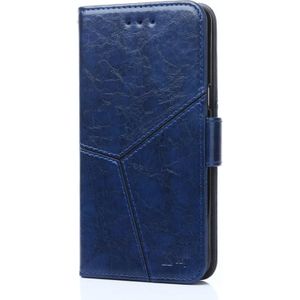 For OnePlus 6 Geometric Stitching Horizontal Flip TPU + PU Leather Case with Holder & Card Slots & Wallet(Blue)