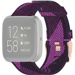 23mm Stripe Weave Nylon Wrist Strap Watch Band for Fitbit Versa 2  Fitbit Versa  Fitbit Versa Lite  Fitbit Blaze (Purple)