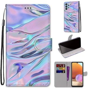 For Samsung Galaxy A32 4G / A32 Lite Coloured Drawing Cross Texture Horizontal Flip PU Leather Case with Holder & Card Slots & Wallet & Lanyard(Fluorescent Water Texture)