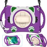 Cute Cat King Kids Shockproof EVA Protective Case with Holder & Shoulder Strap & Handle For iPad 9.7 2018 / 2017 / Air / Air 2 / Pro 9.7(Purple)