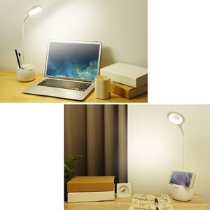 TGX-772 3-grade Brightness Touch Dimmer LED Desk Lamp  28 LEDs Flexible Goose Neck Hollow Ring Design Eye Protection Light with Pen Holder / Small Night Light Function