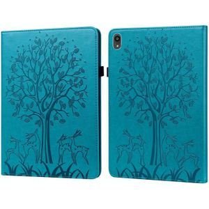 Voor Lenovo Tab P11 2020 / P11 Plus 2021 Tree & Deer patroon geperst afdrukken Horizontale flip PU lederen tas met houder & kaart slots