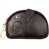 Ladies Head Layer Cowhide Elephant Zipper Coin Purse(Coffee)