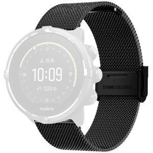 For Suunto 9 Milanese Nice Buckle Replacement Wrist Strap Watchband(Black)