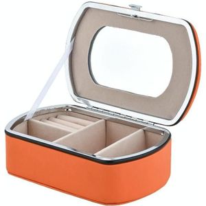 HN-001 Travel Portable Ring Lipstick Jewelry Storage Box(Mirror Version Orange)