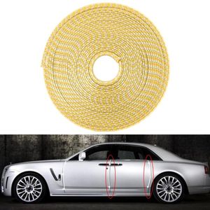 8m Universal DIY Carbon Fiber Rubber Auto Car Door Edge Seal Scratch Protector Decorative Strip(Yellow)