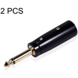 2 PCS LZ1168G Gilded 6.35mm Mono Male to XRL Male Audio Adapter Microphone Stereo Speaker Connector