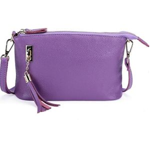 Ladies Fringed One-Shoulder Diagonal Bag Large-Capacity Casual Bag(Light Purple)