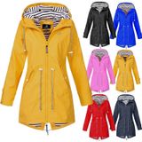 Vrouwen Waterproof Rain Jacket Hooded Regenjas  Maat: M (Zwart)