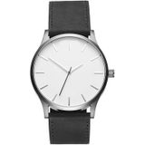 Men Simple Matte Leather Belt Quartz Watch(Brown)