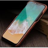 For iPhone X / XS QIALINO Shockproof Cowhide Leather Protective Case with Card Slot(Dark Brown)