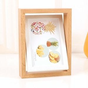 Wooden Rotating Double-Sided Swinging Table Photo Frame Size: 8 inch(Log + White)