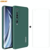 For Xiaomi Mi 10 Pro 5G Hat-Prince ENKAY ENK-PC0762 Liquid Silicone Straight Edge Shockproof Protective Case  + 3D Full Screen PET Curved Hot Bending HD Screen Protector Soft Film(Dark Green)