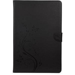 For Samsung Galaxy Tab S7+ T970/T976B Butterfly Flower Embossing Pattern Horizontal Flip Leather Case with Holder & Card Slots & Wallet(Black)