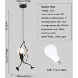 YWXLight Nordic Modern Pendant Light Black Metal E27 Bulb Villain Modeling LED Lamp Restaurant Bedroom Living Room(Warm White)