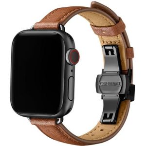 Slimmende vlindergesplaarworkband voor Apple Watch Series 7 45 mm / 6 & SE & 5 & 4 44mm / 3 & 2 & 1 42 mm (bruin zwart)