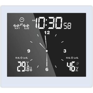 TS-WP10-W Waterproof Bathroom Wall Clock Timer Household Thermometer Hygrometer(White)