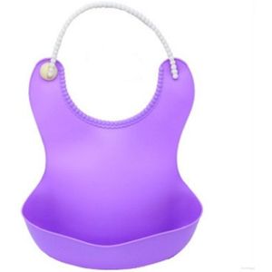 Baby Infant Toddler Waterproof Silicone Bib Infants Feeding Lunch Roll-up Apron(Purple)