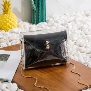 Transparent Chain Crossbody Clutch Shoulder Bags Women Mini Messenger Bag(Black)