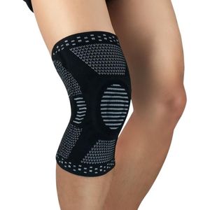 Sports Knee Pads Anti-Collision Support Compression Keep Warm Leg Sleeve Knitting Basketball Running Cycling Protective Gear  Size: XL(Black Gray)