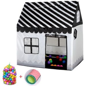 Household Children Printing Play Tent Small Game House with 50 Ocean Balls & Mat (Black White)