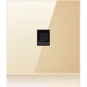 86mm Round LED Tempered Glass Switch Panel  Gold Round Glass  Style:Computer Socket