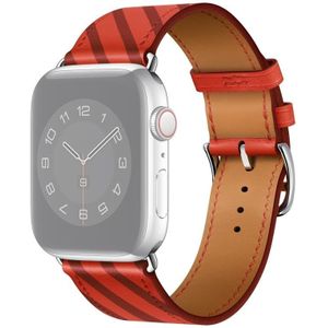 Strip Texture Leather Replacement Watchbands For Apple Watch Series 7 & 6 & SE & 5 & 4 44mm  / 3 & 2 & 1 42mm(Red Plum)