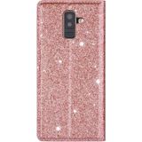 For Samsung Galaxy A6+ / J8 (2018) Ultrathin Glitter Magnetic Horizontal Flip Leather Case with Holder & Card Slots(Rose Gold)