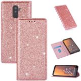 For Samsung Galaxy A6+ / J8 (2018) Ultrathin Glitter Magnetic Horizontal Flip Leather Case with Holder & Card Slots(Rose Gold)