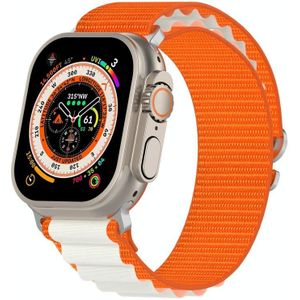 Dubbele kleur nylon horlogeband voor Apple Watch-serie 8 & 7 45 mm / SE 2 & 6 & SE & 5 & 4 44 mm / 3 & 2 & 1 42 mm (oranje + Starlight)