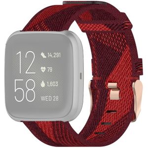 23mm Stripe Weave Nylon Wrist Strap Watch Band for Fitbit Versa 2  Fitbit Versa  Fitbit Versa Lite  Fitbit Blaze (Red)