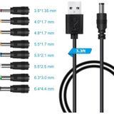 8 In 1 DC Power Cord USB Multi-Function Interchange Plug USB Charging Cable(Black)