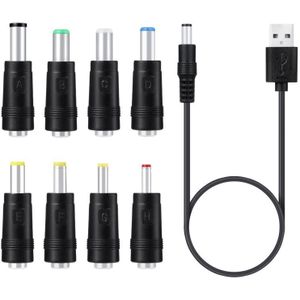 8 In 1 DC Power Cord USB Multi-Function Interchange Plug USB Charging Cable(Black)