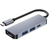 4 In 1 USB-C / Type-C To 4K HDMI + USB 3.0 + USB 2.0 + PD USB-C / Type-C Charging Ports Multifunctional HUB Docking Station
