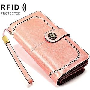 3556 Large Capacity Long Multi-function Anti-magnetic RFID Wallet Clutch for Ladies with Card Slots (Pink)