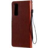 For Huawei P Smart 2021 Tree & Cat Pattern Pressed Printing Horizontal Flip PU Leather Case with Holder & Card Slots & Wallet & Lanyard(Coffee)