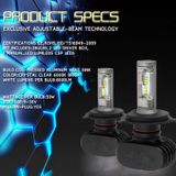 2 PCS H4 IP65 Waterproof White Light 12 CSP LED Car Headlight Bulb  9-36V / 18W  6000K / 2000LM