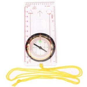 2 in 1 Compass with Map Measuring Ruler Lanyard Emergency Survival Tool(Transparent)