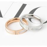 Three Diamonds Color Shell Diamond Ring Titanium Steel Gold-Plated Couple Ring  Size: 10 US Size(Rose Gold)