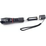 Telescopic Zoom Strong Light Flashlight Strong Magnetic Rechargeable LED Flashlight  Colour: Black Head (No Battery  No Charger)