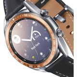 For Samsung Galaxy Watch 3 41mm Smart Watch Steel Bezel Ring  E Version(Rose Gold Ring White Letter)