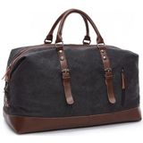Canvas Leather Men Travel Bags Carry on Luggage Bags Men Duffel Bags Handbag Travel(Black)