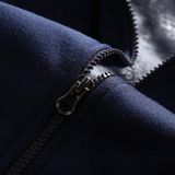 2 in 1 Winter Letter Pattern Plus Velvet Thick Hooded Jacket + Trousers Casual Sports Set for Men (Color:Dark Blue Size:M)
