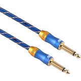 EMK 6.35mm Male to Male 3 Section Gold-plated Plug Grid Nylon Braided Audio Cable for Speaker Amplifier Mixer  Length: 1.5m(Blue)