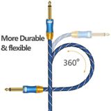 EMK 6.35mm Male to Male 3 Section Gold-plated Plug Grid Nylon Braided Audio Cable for Speaker Amplifier Mixer  Length: 1.5m(Blue)
