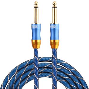 EMK 6.35mm Male to Male 3 Section Gold-plated Plug Grid Nylon Braided Audio Cable for Speaker Amplifier Mixer  Length: 1.5m(Blue)