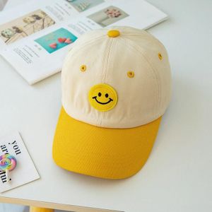 C0408 Spring Smiley Pattern Baby Peaked Cap Sunscreen Shade Baseball Hat  Size: 48-52cm(Yellow)