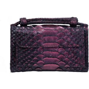 Ladies Snake Texture Print Clutch Bag Long Crossbody Bag With Chain(6# Two-color Purple)
