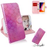 For iPhone 7 Plus / 8 Plus Solid Color Colorful Magnetic Buckle Horizontal Flip PU Leather Case with Holder & Card Slots & Wallet & Lanyard(Pink)