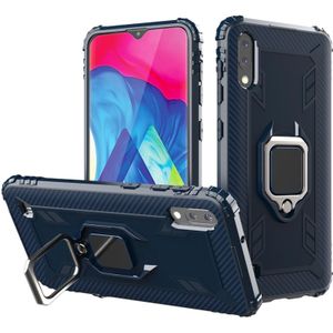 For Samsung Galaxy A10 / M10 Carbon Fiber Protective Case with 360 Degree Rotating Ring Holder(Blue)